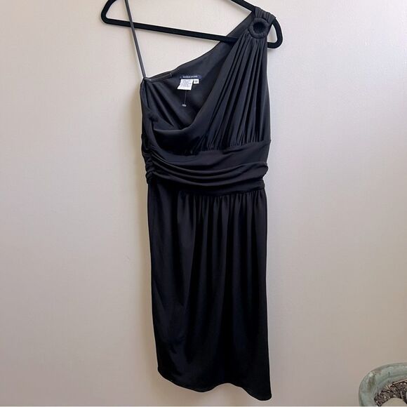Boston Proper One Shoulder Belted Dress  Black Size 10 - Picture 1 of 4
